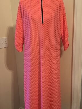 Zaddie B'S Textured Pink Long Dress with Front Zip